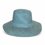 Flat Brim Raffia Sunhat in Light Blue Madagascan
