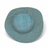 Flat Brim Raffia Sunhat in Light Blue Madagascan