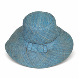 Flat Brim Raffia Sunhat in Light Blue Madagascan