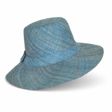 Flat Brim Raffia Sunhat in Light Blue Madagascan