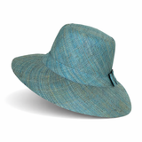 Flat Brim Raffia Sunhat in Light Blue Madagascan