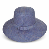 Flat Brim Raffia Sunhat in Light Cornflower Blue Madagascan