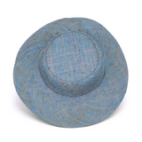 Flat Brim Raffia Sunhat in Light Steel Blue Madagascan