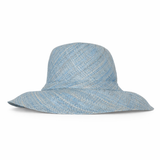 Flat Brim Raffia Sunhat in Sky Blue Madagascan