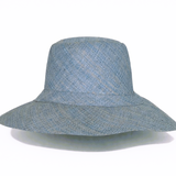 Flat Brim Raffia Sunhat in Light Steel Blue Madagascan