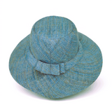 Flat Brim Raffia Sunhat in Light Steel Blue Madagascan
