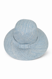 Flat Brim Raffia Sunhat in Sky Blue Madagascan