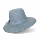 Flat Brim Raffia Sunhat in Light Steel Blue Madagascan