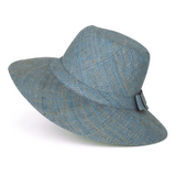Flat Brim Raffia Sunhat in Light Steel Blue Madagascan