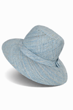 Flat Brim Raffia Sunhat in Sky Blue Madagascan