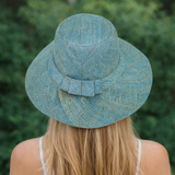 Flat Brim Raffia Sunhat in Light Steel Blue Madagascan