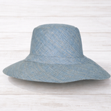 Flat Brim Raffia Sunhat in Light Steel Blue Madagascan