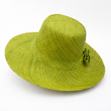 Flat Brim Raffia Sunhat in Lime Green Madagascar