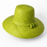 Flat Brim Raffia Sunhat in Lime Green Madagascar