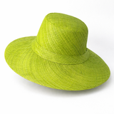 Flat Brim Raffia Sunhat in Lime Green Madagascar