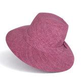 Flat Brim Raffia Sunhat in Mardi Gras Purple Madagascan