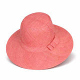 Flat Brim Raffia Sunhat in Melon Pink Madagascan