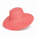 Flat Brim Raffia Sunhat in Melon Pink Madagascan