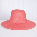 Flat Brim Raffia Sunhat in Melon Pink Madagascan
