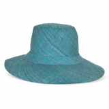 Flat Brim Raffia Sunhat in Pacific Blue Madagascan