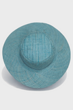 Flat Brim Raffia Sunhat in Pacific Blue Madagascan