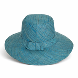 Flat Brim Raffia Sunhat in Pacific Blue Madagascan