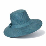 Flat Brim Raffia Sunhat in Pacific Blue Madagascan