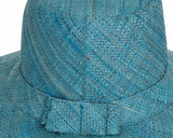Flat Brim Raffia Sunhat in Pacific Blue Madagascan