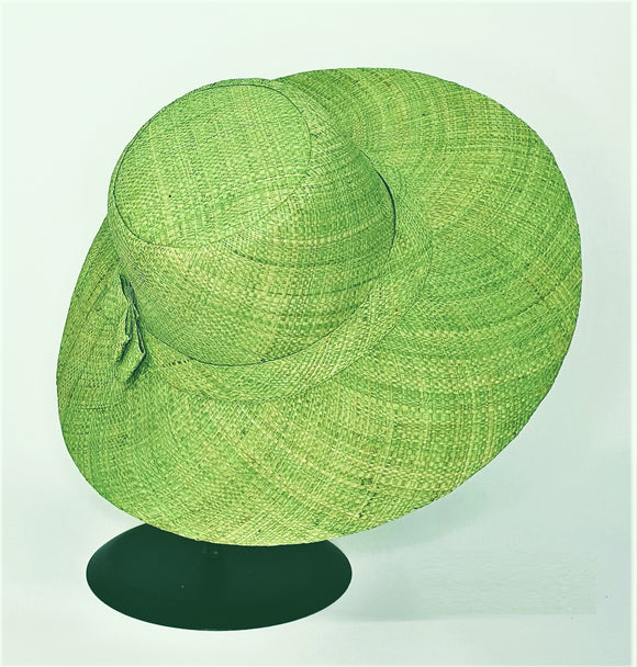 Flat Brim Raffia Sunhat in Pear Green Madagascan