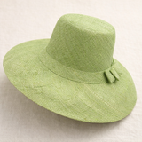 Flat Brim Raffia Sunhat in Pear Green Madagascan