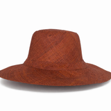 Flat Brim Raffia Sunhat in Saddle Brown Madagascan