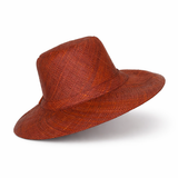Flat Brim Raffia Sunhat in Saddle Brown Madagascan