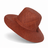 Flat Brim Raffia Sunhat in Saddle Brown Madagascan