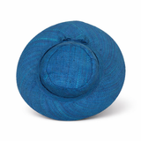 Flat Brim Raffia Sunhat in Sea Blue Madagascan