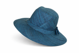 Flat Brim Raffia Sunhat in Sea Blue Madagascan