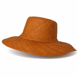 Flat Brim Raffia Sunhat in Sienna Brown Madagascan
