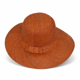 Flat Brim Raffia Sunhat in Sienna Brown Madagascan