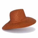 Flat Brim Raffia Sunhat in Sienna Brown Madagascan