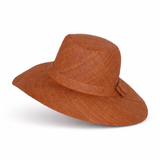 Flat Brim Raffia Sunhat in Sienna Brown Madagascan