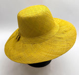 Flat Brim Raffia Sunhat in Yellow Madagascan