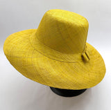 Flat Brim Raffia Sunhat in Yellow Madagascan