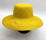 Flat Brim Raffia Sunhat in Yellow Madagascan