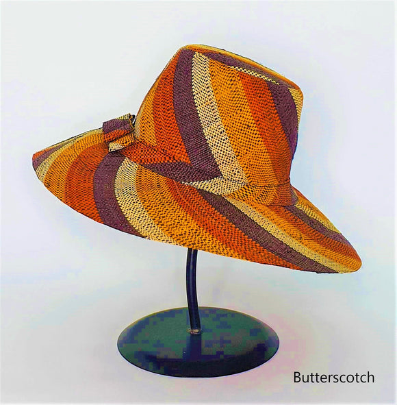 Flat Brim Raffia Sunhat in Butterscotch Madagascan
