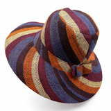 Flat Brim Raffia Sunhat in Candy Cane Madagascan