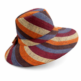 Flat Brim Raffia Sunhat in Candy Cane Madagascan