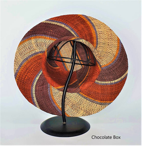 Flat Brim Raffia Sunhat in Chocolate Box Madagascan