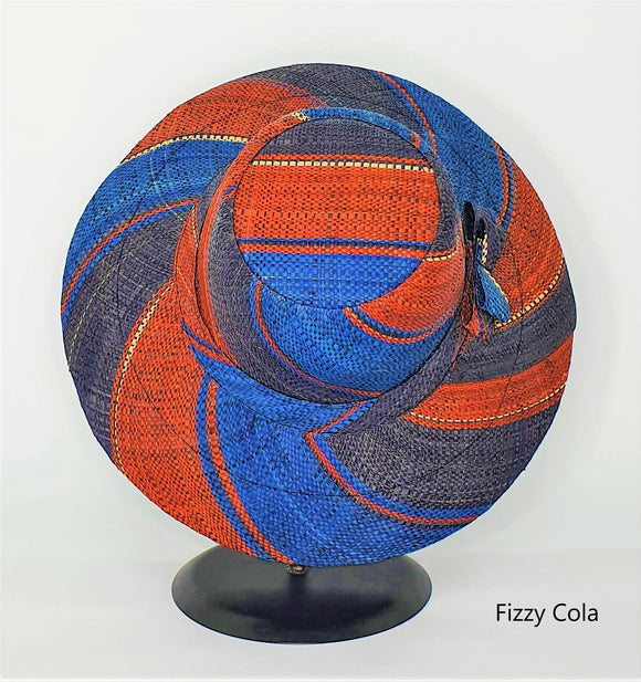 Flat Brim Raffia Sunhat in Fizzy Cola Madagascan