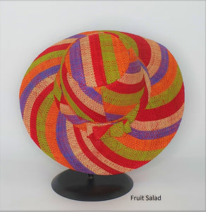Flat Brim Raffia Sunhat in Fruit Salad Madagascan