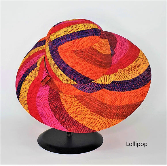 Flat Brim Raffia Sunhat in Lollipop Madagascan