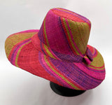 Flat Brim Raffia Sunhat in Rosy Apple Madagascan